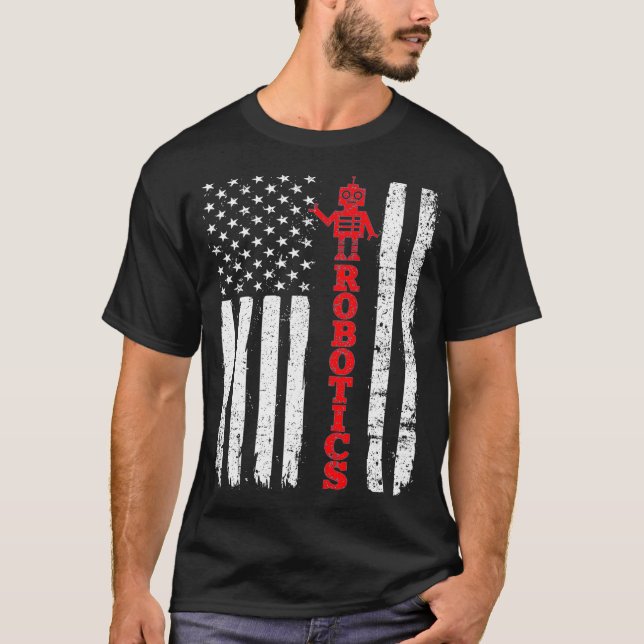 Robotics  USA American Flag Robots  T-Shirt (Front)