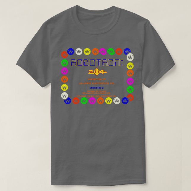 Robotron 2084 retro arcade game fan design T-Shirt (Design Front)