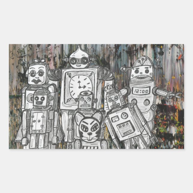Robots 11 rectangular sticker (Front)