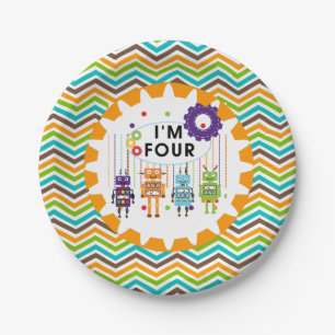 Robots 4th Birthday Paper Plates