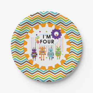 Robots 4th Birthday Paper Plates