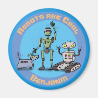 Robots are cool blue cartoon drawing