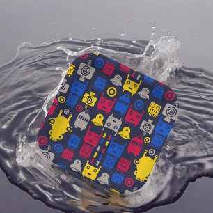 Robots Cartoon Pattern Paper Plate