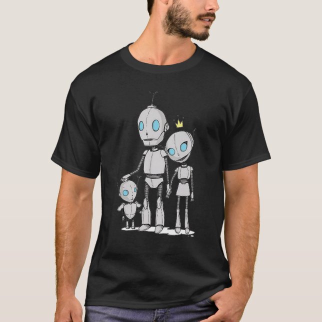 Robots Family Dad Mum Kid Bot Droid Toy Robotics 1 T-Shirt (Front)