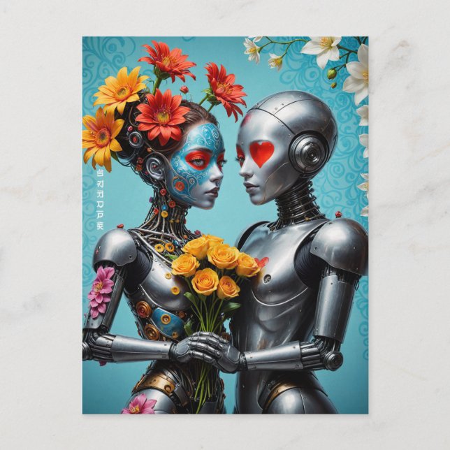 Robots in Love Postcard (Front)