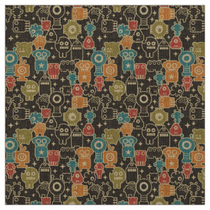 Robots on brown fabric
