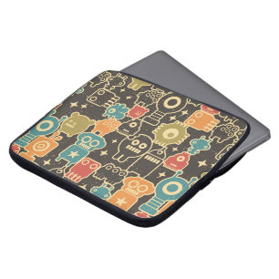 Robots on brown laptop sleeve