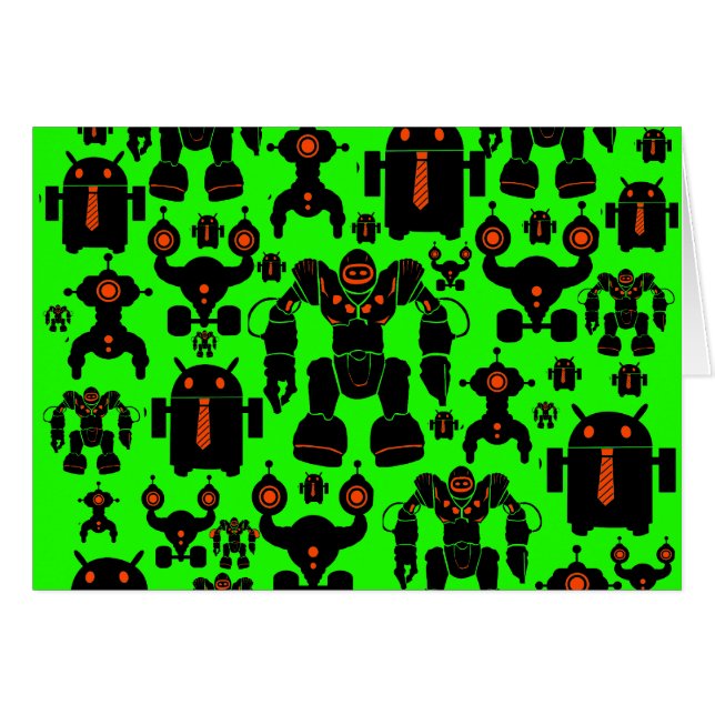 Robots Rule Fun Robot Silhouettes Lime Green (Front Horizontal)