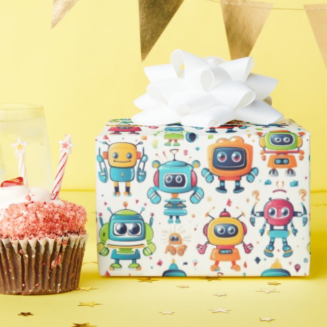 Robots  wrapping paper (Birthday Party)