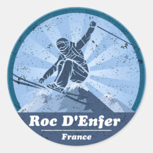 Roc D'Hell Ski Resort - Skiing Classic Round Sticker