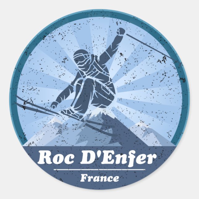 Roc D'Hell Ski Resort - Skiing Classic Round Sticker (Front)
