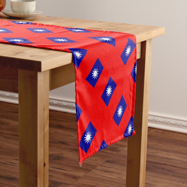 ROC Taiwan - Taiwanese Flag - 中華民國國旗 - 青天白日滿地紅 Short Table Runner (In Situ)