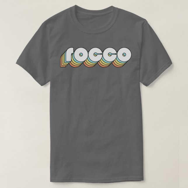 Rocco Retro Rainbow Typography Faded Style T-Shirt (Design Front)