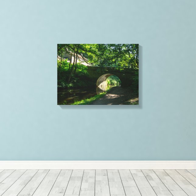 Rochdale Canal, Sowerby Bridge Canvas Print (Insitu(Wood Floor))