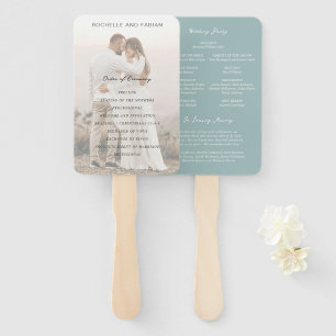 Rochelle Aqua Modern Contemporary Elegant Wedding Hand Fan