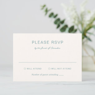 Rochelle Aqua Modern Contemporary Elegant Wedding RSVP Card