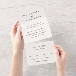 Rochelle Cream Modern Contemporary Elegant Wedding All In One Invitation