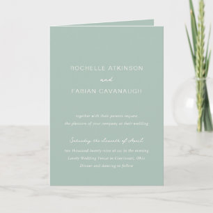 Rochelle Green Modern Contemporary Elegant Wedding Invitation