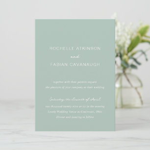 Rochelle Green Modern Contemporary Elegant Wedding Invitation