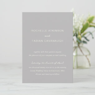 Rochelle Grey Modern Contemporary Elegant Wedding Invitation