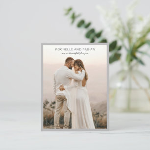 Rochelle Grey Modern Contemporary Elegant Wedding Thank You Card