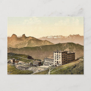 Rochers de Naye Grand Hotel, and railroad, Geneva Postcard