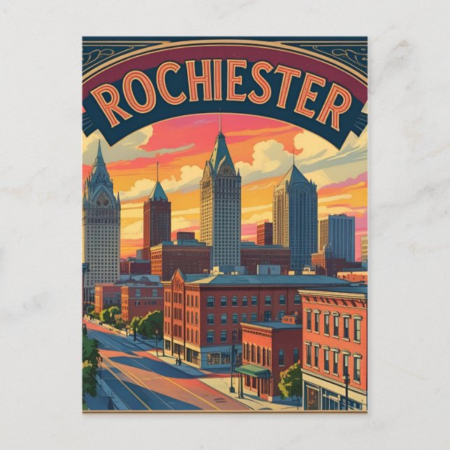 Rochester City Skyline New York USA Postcard (Front)