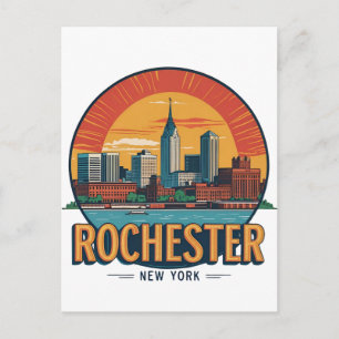 Rochester City Skyline New York USA Postcard