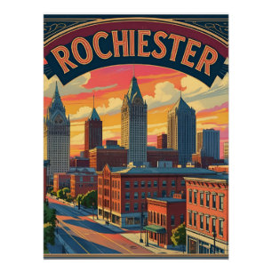 Rochester City Skyline New York USA Poster