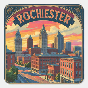 Rochester City Skyline New York USA Square Sticker