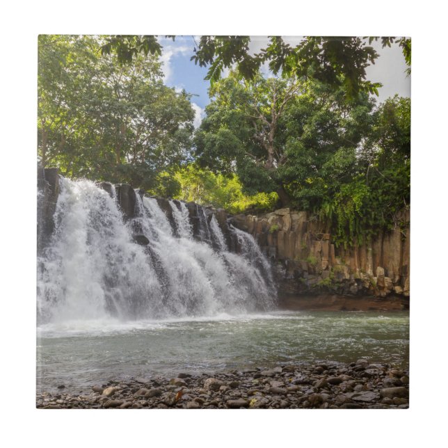 Rochester Falls waterfall in Souillac Mauritius Tile (Front)