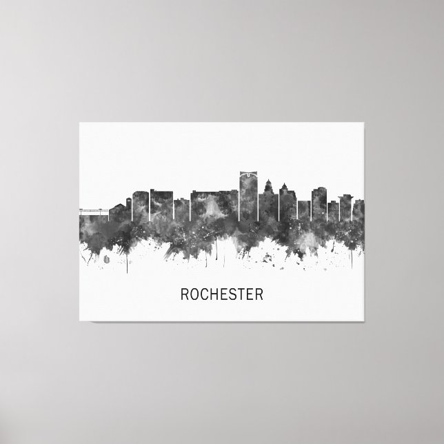 Rochester Minnesota Skyline BW Canvas Print (Front)
