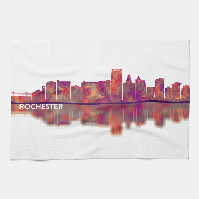 Rochester Minnesota Skyline Tea Towel (Horizontal)