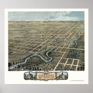 Rochester, MN Panoramic Map - 1869 Poster
