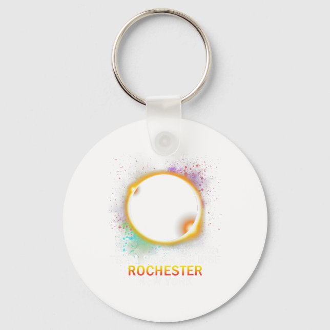 Rochester New York Total Solar Eclipse April 8 202 Key Ring (Front)