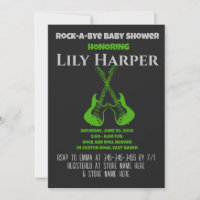 Rock a Bye Guitar Rock Star Baby Shower Invitation