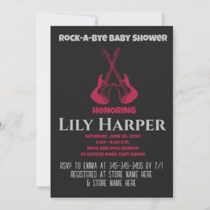 Rock a Bye Guitar Rock Star Baby Shower Invitation