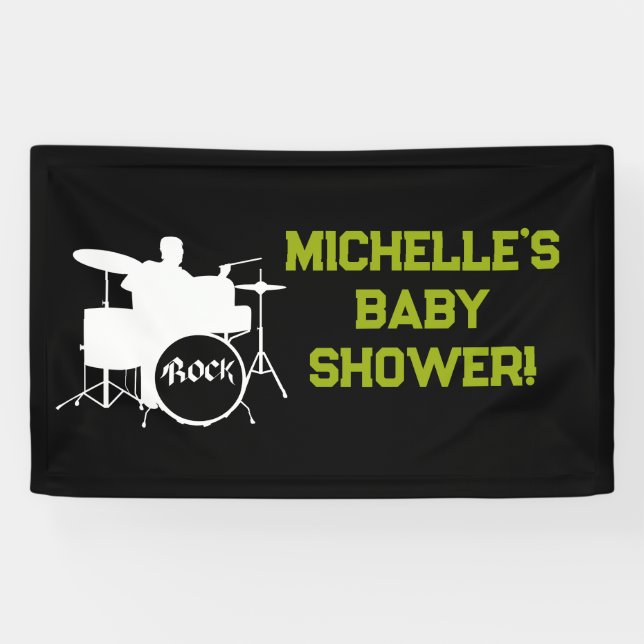 Rock a Bye Rock Star Guitar Baby Shower Banner (Horizontal)