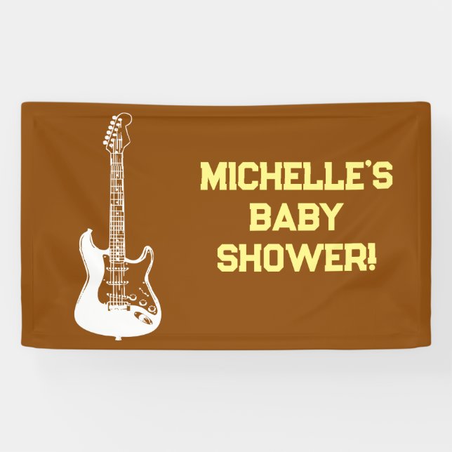Rock a Bye Rock Star Guitar Baby Shower Banner (Horizontal)