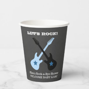 Rock-a-Bye Rock Star Guitar Boy Baby Shower Paper Cups