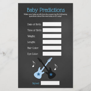 Rock a bye Rockstar Baby Shower Predictions Game