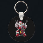 Rock &amp; Roll Christmas Santa Claus Guitar Playe Key Ring<br><div class="desc">Rock & Roll Christmas Santa Claus Guitar Player</div>