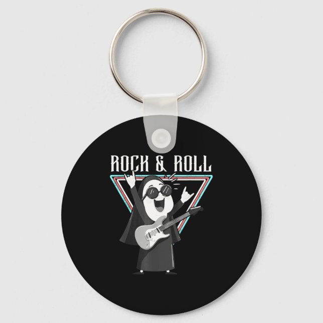 Rock &amp; Roll Fun Graphic Illustration  Key Ring (Front)