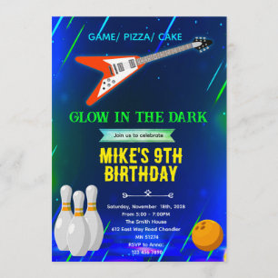 Rock and Bowling Birthday Invitation