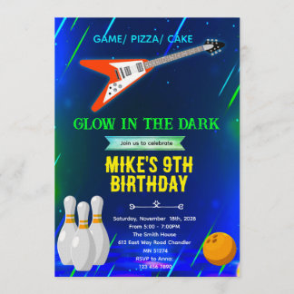 Rock and Bowling Birthday Invitation