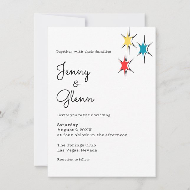 Rock and Roll 1950s Style Wedding  Invitation (Front)