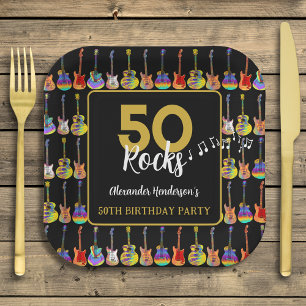 Rock and Roll 50th Birthday Party Custom Paper Plate