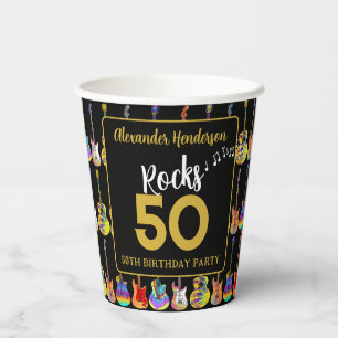 Rock and Roll 50th Birthday Party Paper Cups