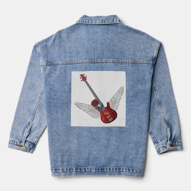Rock and Roll Angel Bass Denim Jacket (Back)
