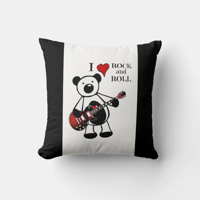 Rock and Roll Baby Rocker Kids Guitar Teddy Bear Cushion (Front)